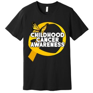 Childhood Cancer Awareness Butterfly Ribbon Premium T-Shirt