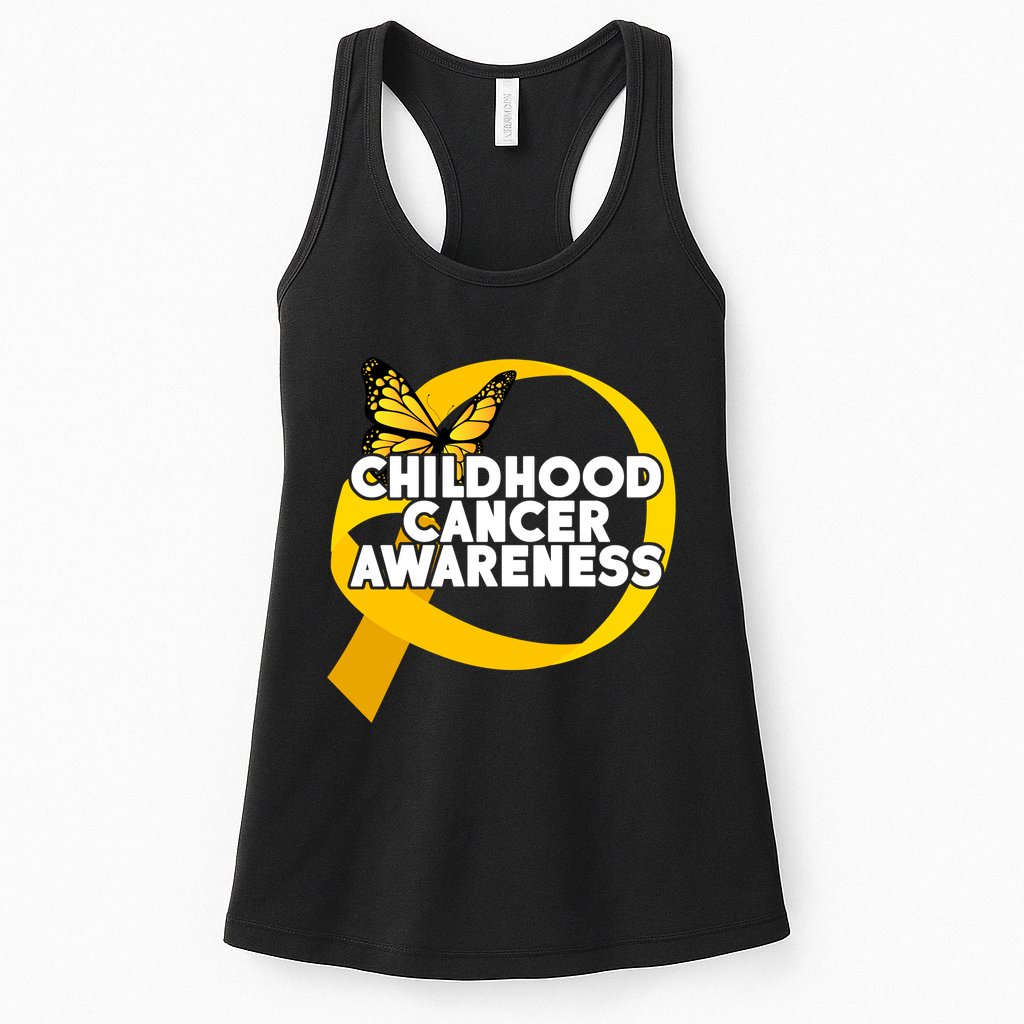 Childhood Cancer Awareness Butterfly Ribbon Womens Tank Top