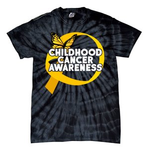 Childhood Cancer Awareness Butterfly Ribbon Tie-Dye T-Shirt