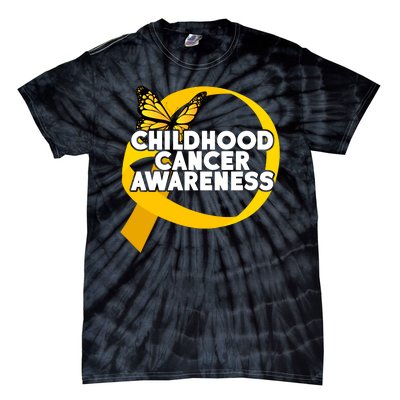 Childhood Cancer Awareness Butterfly Ribbon Tie-Dye T-Shirt