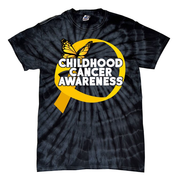 Childhood Cancer Awareness Butterfly Ribbon Tie-Dye T-Shirt