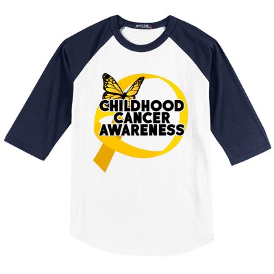 Childhood Cancer Awareness Butterfly Ribbon Baseball Sleeve Shirt