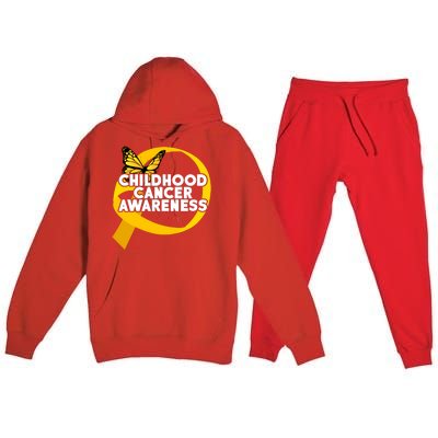 Childhood Cancer Awareness Butterfly Ribbon Premium Hooded Sweatsuit Set