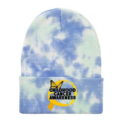 Childhood Cancer Awareness Butterfly Ribbon Tie Dye 12in Knit Beanie