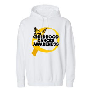 Childhood Cancer Awareness Butterfly Ribbon Garment-Dyed Fleece Hoodie