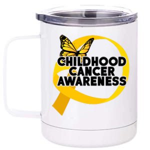 Childhood Cancer Awareness Butterfly Ribbon 12 oz Stainless Steel Tumbler Cup