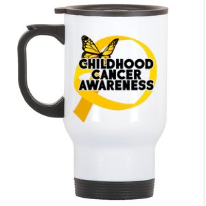 Childhood Cancer Awareness Butterfly Ribbon Stainless Steel Travel Mug