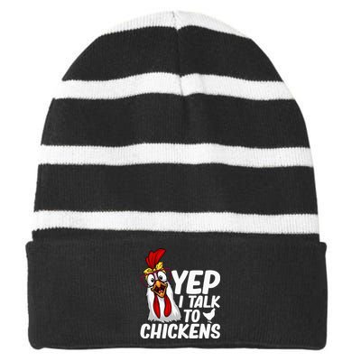 Cute Chicken Art Chicken Farmer Lovers Striped Beanie with Solid Band