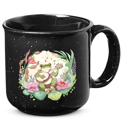 Cottage Core Aesthetic Frog Playing Banjo Guitar Vintage 15oz Campfire Ceramic Mug