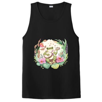 Cottage Core Aesthetic Frog Playing Banjo Guitar Vintage PosiCharge Competitor Tank