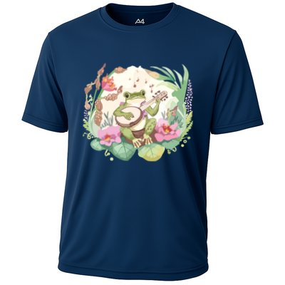 Cottage Core Aesthetic Frog Playing Banjo Guitar Vintage Performance Shirt