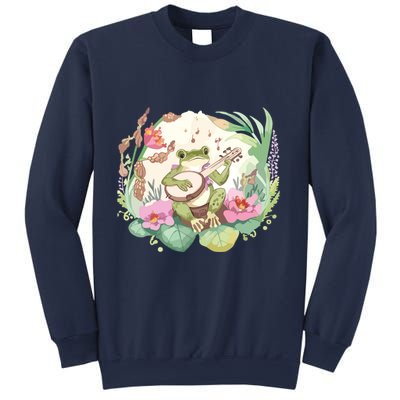 Cottage Core Aesthetic Frog Playing Banjo Guitar Vintage Sweatshirt