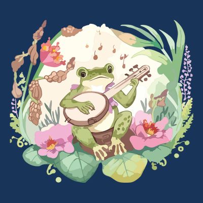 Cottage Core Aesthetic Frog Playing Banjo Guitar Vintage T-Shirt