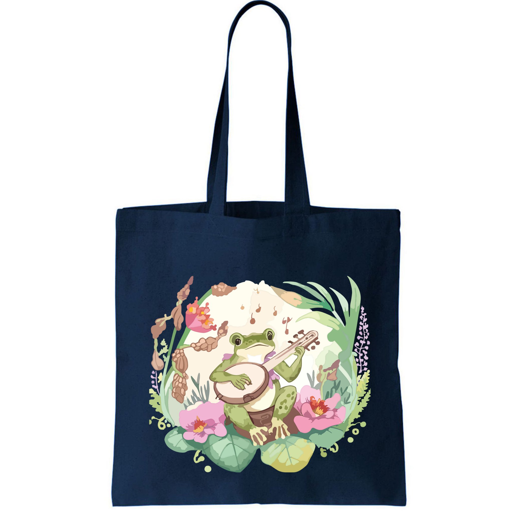 Cottage Core Aesthetic Frog Playing Banjo Guitar Vintage Bag