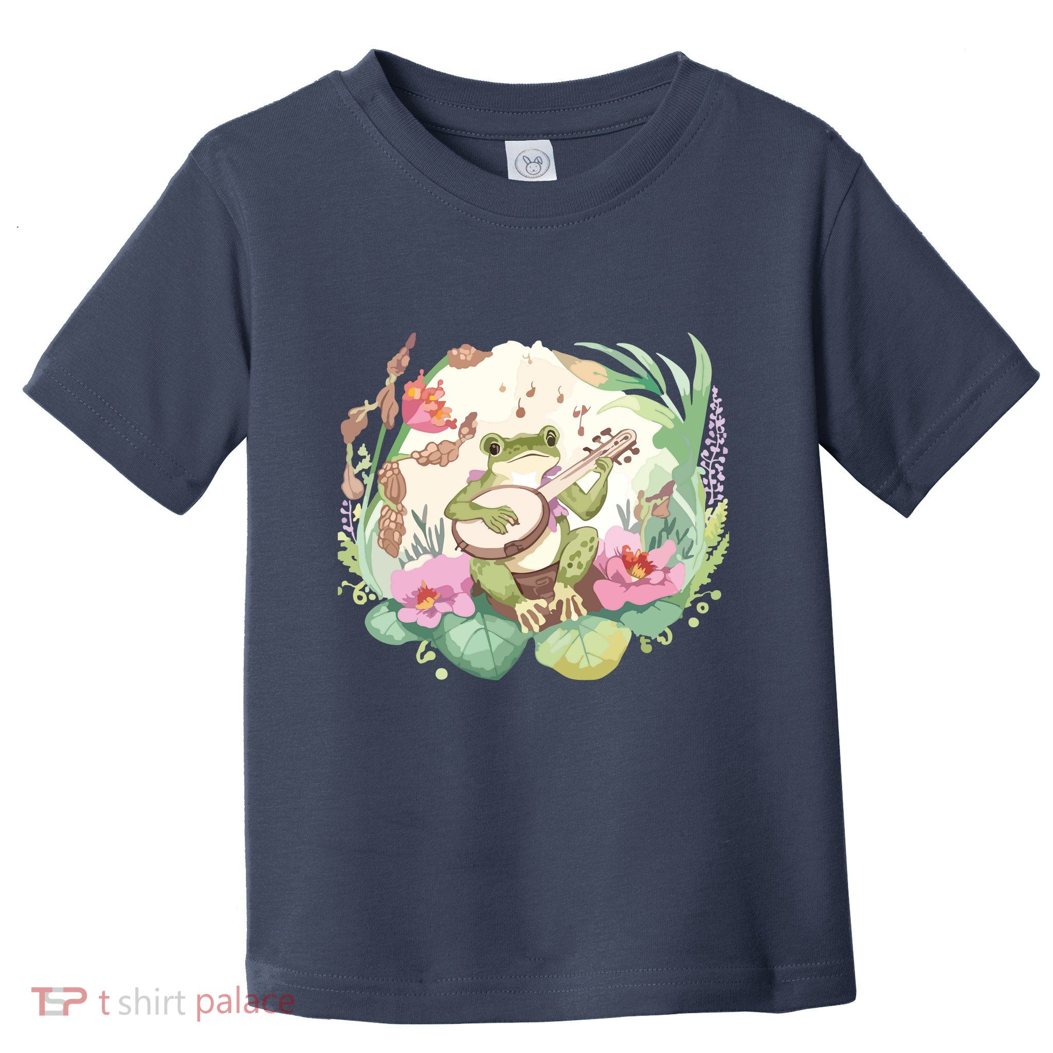 Cottage Core Aesthetic Frog Playing Banjo Guitar Vintage Toddler T-Shirt