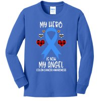 Colon Cancer Awareness Remembrance Hero Is Now My Angel Gift Kids Long Sleeve Shirt