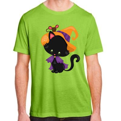 Cute Cat And Mouse Halloween Witch Adult ChromaSoft Performance T-Shirt