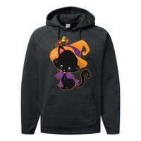 Cute Cat And Mouse Halloween Witch Performance Fleece Hoodie