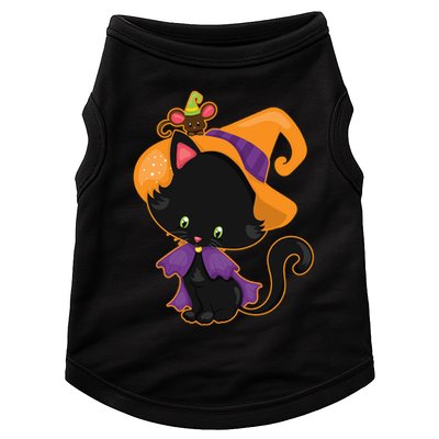 Cute Cat And Mouse Halloween Witch Doggie Tank