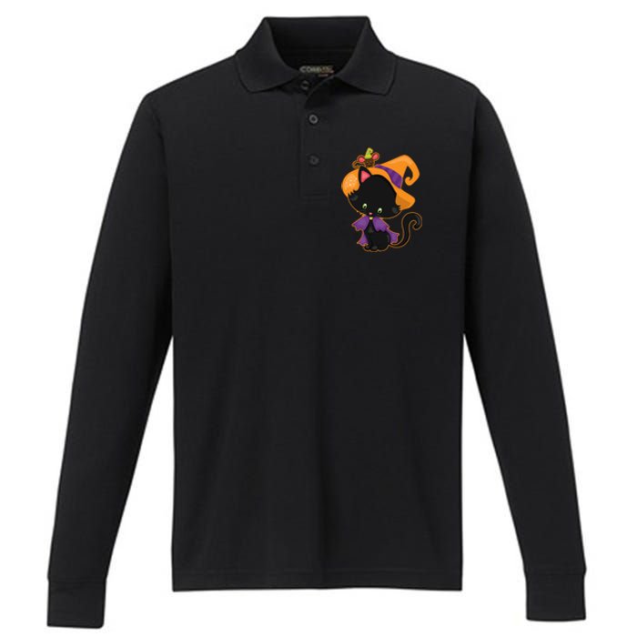 Cute Cat And Mouse Halloween Witch Performance Long Sleeve Polo