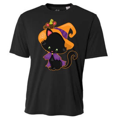 Cute Cat And Mouse Halloween Witch Cooling Performance Crew T-Shirt