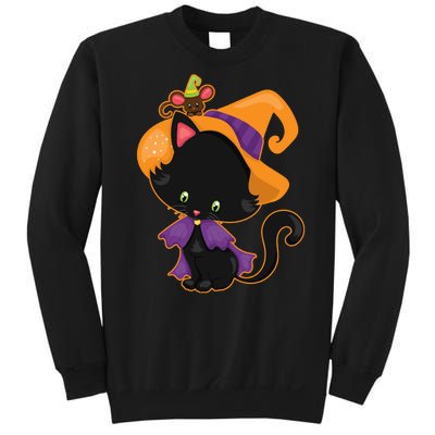 Cute Cat And Mouse Halloween Witch Sweatshirt