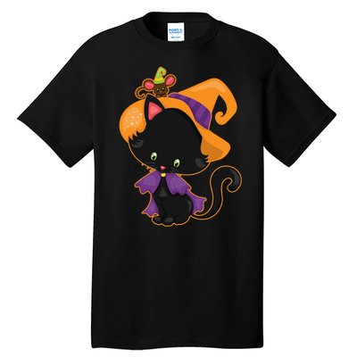 Cute Cat And Mouse Halloween Witch Tall T-Shirt