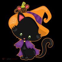 Cute Cat And Mouse Halloween Witch Tall T-Shirt