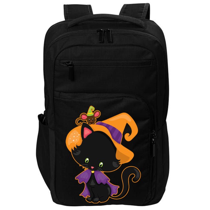 Cute Cat And Mouse Halloween Witch Impact Tech Backpack