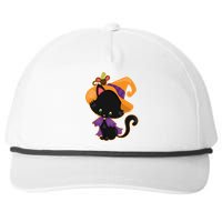 Cute Cat And Mouse Halloween Witch Snapback Five-Panel Rope Hat