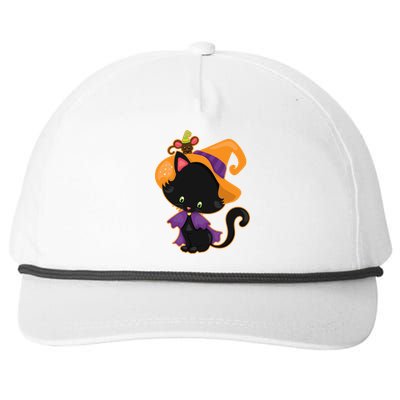 Cute Cat And Mouse Halloween Witch Snapback Five-Panel Rope Hat