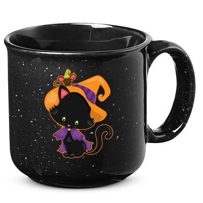 Cute Cat And Mouse Halloween Witch 15oz Campfire Ceramic Mug