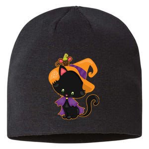 Cute Cat And Mouse Halloween Witch Sustainable Beanie