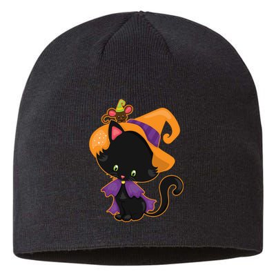 Cute Cat And Mouse Halloween Witch Sustainable Beanie