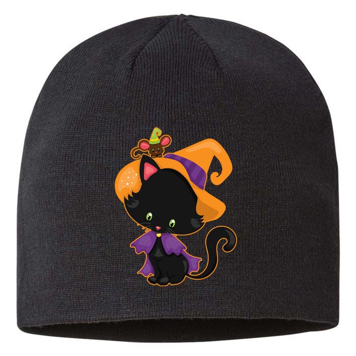 Cute Cat And Mouse Halloween Witch Sustainable Beanie