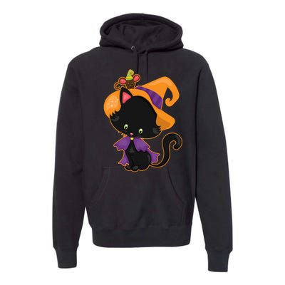 Cute Cat And Mouse Halloween Witch Premium Hoodie