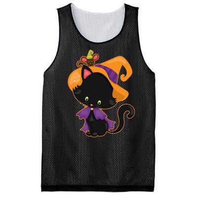 Cute Cat And Mouse Halloween Witch Mesh Reversible Basketball Jersey Tank