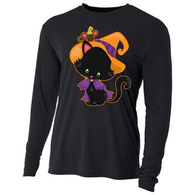 Cute Cat And Mouse Halloween Witch Cooling Performance Long Sleeve Crew