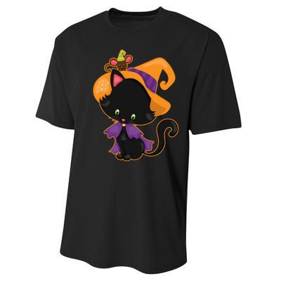 Cute Cat And Mouse Halloween Witch Performance Sprint T-Shirt