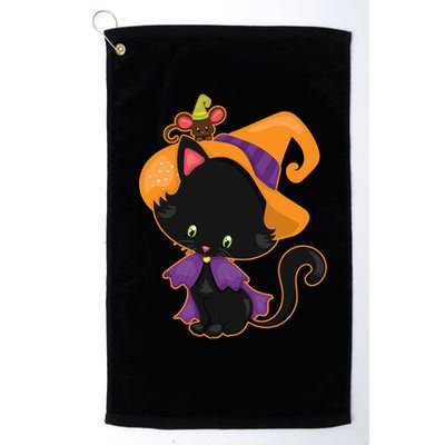 Cute Cat And Mouse Halloween Witch Golf Towel