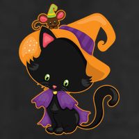 Cute Cat And Mouse Halloween Witch Golf Towel