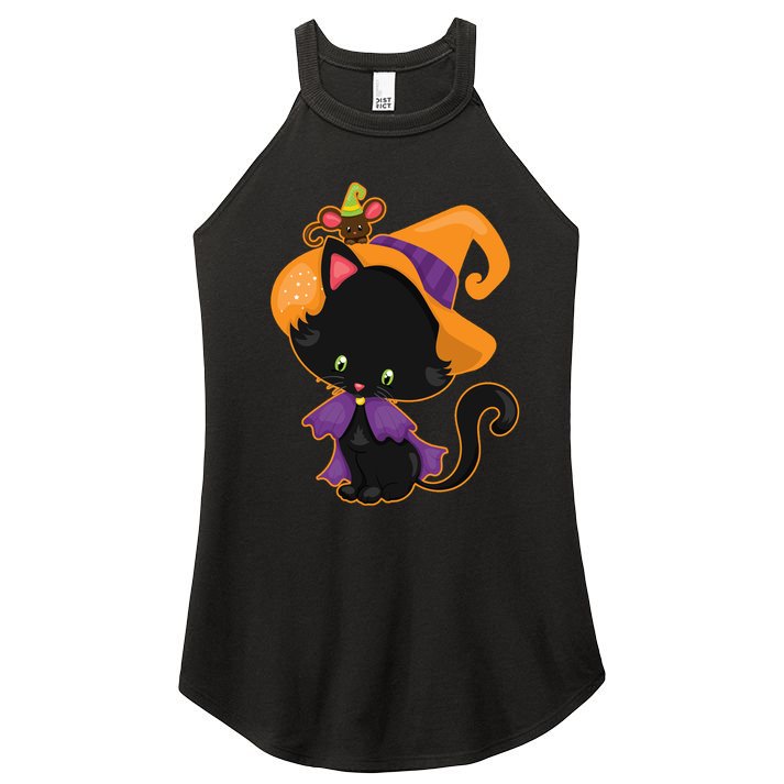 Cute Cat And Mouse Halloween Witch Women's Perfect Tri Rocker Tank