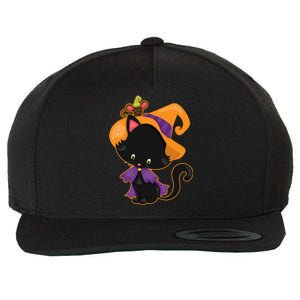 Cute Cat And Mouse Halloween Witch Wool Snapback Cap