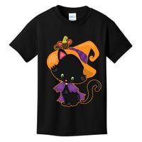 Cute Cat And Mouse Halloween Witch Kids T-Shirt