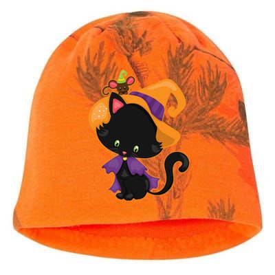 Cute Cat And Mouse Halloween Witch Kati - Camo Knit Beanie