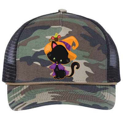 Cute Cat And Mouse Halloween Witch Retro Rope Trucker Hat Cap