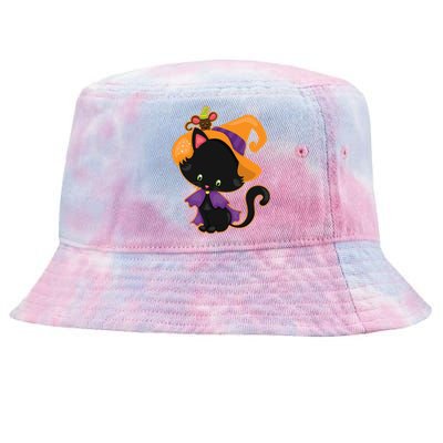 Cute Cat And Mouse Halloween Witch Tie-Dyed Bucket Hat