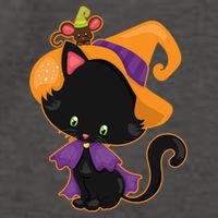 Cute Cat And Mouse Halloween Witch Vector Backpack