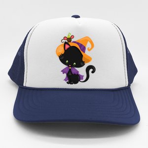 Cute Cat And Mouse Halloween Witch Trucker Hat