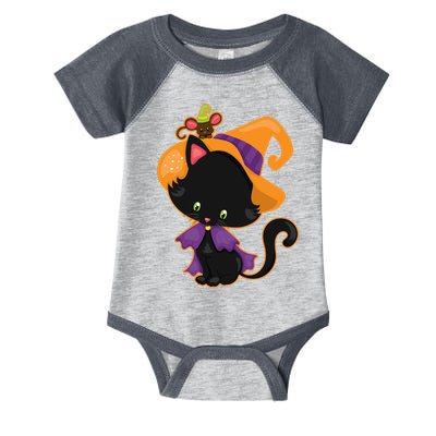 Cute Cat And Mouse Halloween Witch Infant Baby Jersey Bodysuit